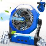 Ausic Camping Fan, Misting Fan Portable with Light & 250ml Water Tank, 10000mAh 8 Inch Battery Operated Rechargeable Fan, Cooling Fan with Hook, Outdoor Fans for Patios, Tents, Travel, Beach