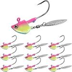 Jig Heads Hooks Underspin Crappie Jig Head with Willow Blade,10pcs Swimbait Jig Head with Spinner for Bass Fishing, 1/4oz 3/8oz 1/2oz