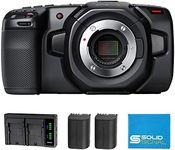 Blackmagic Design Pocket Cinema Camera 4K Power Bundle (CINECAMPOCHDMFT4K) – Includes Two (2) Additional LP-E6 Batteries, Dual Battery Charger, and SolidSignal Microfiber Cloth