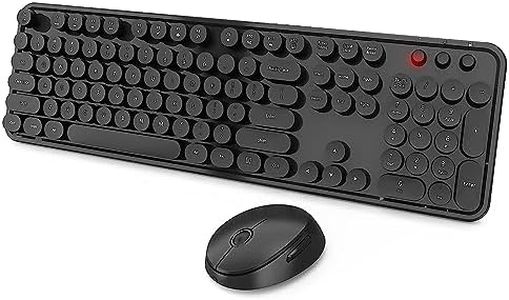 Youker Wireless Keyboard and Mouse Combo, USB Wireless Retro Keyboard with Round Keycaps, 2.4GHz Dropout-Free Connection Keyboard and Mice for PC/Laptop/Mac/Windows XP/7/8/10/11