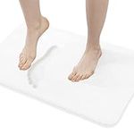 Walensee Extra Thick Memory Foam Bath Runner Rug (24x60 White) Non Slip Absorbent Super Cozy Velvet Bathroom Mat, Luxury Soft Plush Large Carpet for Bath Room Shower Floor Tub, Machine Wash Dry