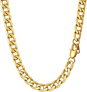 Prosteel Golden Chain Men Necklace Cuban Gold Chunky Ice Chain 18inch Choker Big Necklaces for Women Costume Gold Chains