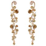 EVER FAITH Rhinestone Crystal Wedding Bridal Floral Vine Long Drop Dangle Earrings for Women Girls Brown