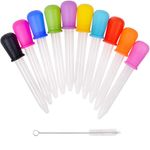 Kare & Kind 10-pack Liquid Droppers - Assorted Colors - Food Safe and Premium Quality Material - Medicine Dropper, Plastic Pipette - Home, School Laboratories - Art, Science, Gummy Making, Oil, Water