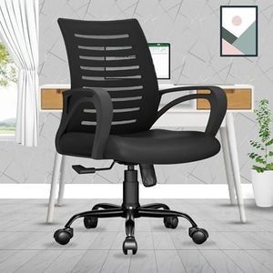 beAAtho® Verona Mesh Mid-Back Ergonomic Desk Office Chair with Tilting Mechanism, Comfortable Seat, and Revolving Heavy Duty Metal Base | Ideal for Work from Home & Study (Black)