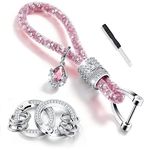 Crystal Car Key Chain for Women, Keychain Accessories with Bling Rhinestones, Keychain Accessories Car Key Decorations (Pink)