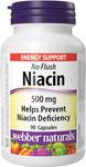 Webber Naturals Niacin 500 mg, 90 Capsules, No Flush, Vitamin B3 Supplement, Supports Energy Production and Metabolism