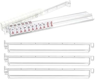 sniqafo Mahjong Racks with Pushers Set of 4, Clear All-in-One Tile Holders