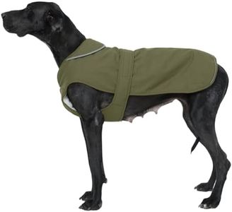 Kuoser Canvas Dog Coat, Warm Dog Jacket Reflective Fleece Pet Cold Weather Coat, Warm Doggie Clothes Waterproof Winter Vest with Zipper Leash Hole for Small Medium Large Dogs, Army Green 3XL