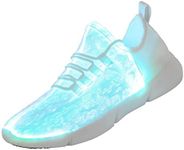 Fiber Optic LED Shoes Light Up Sneakers for Women Men with USB Charging Flashing Festivals Party Dance Luminous Kids Shoes, White, 10.5 Women/9 Men