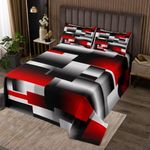 Feelyou Black Red Geometric Bedspread Kids 3D Rendering Abstract Art Bedding Set for Women Men Geometry Rectangle Quilted Coverlet Breathable Modern Coverlet Set Room Decor Quilted Set Queen Size