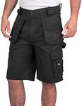 Lee Cooper Workwear LCSHO810 Mens Durable Woven Flexible Comfortable Work Safety Cargo Shorts, Black, 36W