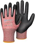 KAYGO Cut Resistant Gloves, MicroFoam Nitrile Coated, ANSI Cut level A3,Superior Grip Performance, Safety Work Gloves for Men and Women,KG21NB, 2 Pairs Red, 2XL