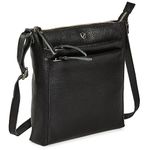 COCHOA Small Soft Real Leather Women Crossbody Handbags & Purses - Triple Zip Premium Sling Crossover Shoulder Bag (Black Nappa)