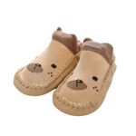 MOMISY Anti-Skid Leather Soled Shoe Ankle Length Socks For Baby Boys And Baby Girls-12 To 18 Months, Medium, Khaki