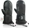 devembr Ski Mittens with Wrist Guards, Snowboarding Mittens Waterproof, Black, S