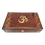 FORESTIS GALLINARIA™ Exquisitely Hand Brass-Filled Wooden OM Box for Good Luck| Jewellery Box| Handmade Decorative Case| Kit (10x6 Inches, OM)