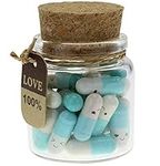 Infmetry Cute Capsules in a Glass Bottle Lovely Pill Notes Couples Gifts for Her Him Boyfriend Girlfriend Mom Birthday Anniversary Valentines Mothers Day Gifts (Light Blue 25pcs)