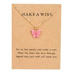 Caiyao Colorful Acrylic Butterfly Pendant Necklace Bohemian Adjustable Retro Card Clavicle Chain Insect Animal Necklace For Women Friend Friendship Party Jewelry Gift, Acrylic, Acrylic