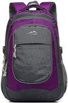 Backpack Bookbag for School College Student Sturdy Travel Business Hiking Fit Laptop Up to 15.6 Inch Multi Compartment Gifts for Men Women Night Light Reflective(Black&Purple)