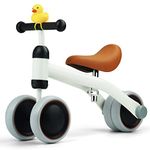 KRIDDO Baby Balance Bike for 1-2 Year Old Boy and Girl Gifts, Toddler Bike with Duck Bell for One Year Old First Birthday Gifts Baby Toys 12 Months to 2.5 Year Old, White