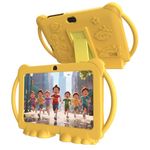 PEICHENG Kids Tablet 7 Inch Android 12.0 for Toddlers, 4GB RAM, 32GB ROM, Bluetooth, IPS Screen, Child Lock, Dual Camera, Shockproof Case for Educational Games (Yellow)