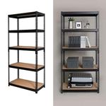 NAVRANG Black 60 * 24 * 12 Inches 5 Shelves Adjustable Shelf Steel Storage Rack Garage Shelves Display Rack Boltless Rivet Rack (60 * 24 * 12-5 Shelf)