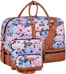 Weekender Bag Large Overnight Bag for Women Canvas Travel Duffel Bag Carry On Tote with Shoe Compartment 21" for Women & Men 3Pcs Set