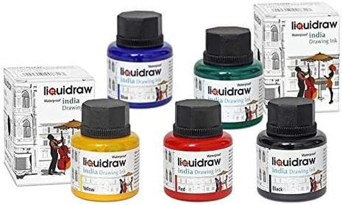 Liquidraw Coloured Drawing Ink Set India Ink, Waterproof, Set of 5 Assorted Colours, 35ml