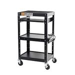 Pearington AV Presentation Cart Stand for Video Projector, TV, Laptop Computers, Printers, Metal Construction Rolling Storage Cart with Adjustable Shelves, 4 Wheels, 4 Outlets, 12ft Cord, Black