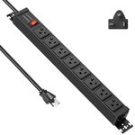 JUNNUJ Heavy Duty Power Strip 20 Amp, 4800J Surge Protector 20A Multi Angle Mount 8 Outlet Garage, Industrial Outlets 6-20R T-Slot, 12 Gauge Extension Cord 6ft