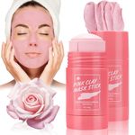 2 Pcs Rose Clay Mask Stick,Blackhead Remover Mask with Green Tea & Rose Extract, Mild, Moisturizing Oil Control, Blackhead Removal, Pore Refining, Suitable All Skin Types