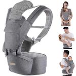 Kisdream Baby Carrier Multifunction Baby Carrier Backpack with Hip Seat (Ergonomic M Position) Enhanced Lumbar Support - 9 Ways to Carry 3-36 Months 7-41lbs Baby - Ideal for Hands-Free Parenting