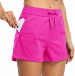 Willit Women's Shorts Hiking Athletic Shorts Yoga Lounge Active Workout Running Shorts Comfy Casual with Pockets Rose L