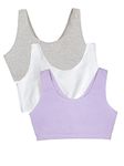 Fruit of the Loom Women's Built Up Tank Style Sports Bra, Lilac Whisper/White/Grey Heather, 40