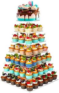 BLBYHO 7 Tier Cupcake Stand for 100 Cupcakes, Cake and Cupcake Combo Dessert Tower Holder, Clear Acrylic Cupcake Riser, Large Pastry Cupcake Display for Birthday Wedding Party…