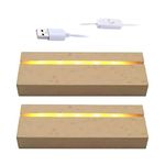 CDIYTOOL 4.33 Inch Wooden LED Lighted Base Stand 3D Glass Resin Lighted Base Stand Rectangle Led Lights Display Bases Art Lights Display Pedestal for Crystal Glass Resin Art Home Decor (2 PCS)