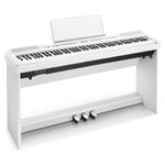 Donner DEP-20 Beginner Digital Piano 88 Key Full Size Weighted Keyboard, Portable Electric Piano with Furniture Stand, 3-Pedal Unit, White