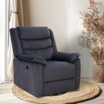 Injoy - 0121ERR | Single Seater Recliner Sofa | Power Rocking & Revolving Recliner | Cushion Armrest | Living Room Recliner Sofa | 1-Year Manufacturer Warranty | Colour- Dark Grey | Assembly- DIY