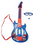 Lexibook, Spider-Man, Light-Up Electronic Guitar with microphone, glasses with microphone, melodies, 2 game modes, MP3 input, blue/red, K260SP