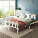 5ft White Wooden Bed Frames Solid Pine Wood King Beds For Girls Kids Teenagers Day Beds For Adults Bed Frame Super King Large King Beds King Bed Frame (158 X 208cm King, White)