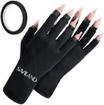 SAVILAND U V Gloves for Nails - Professional U V Nail Gloves with U V Tape UPF200+ High-tech Full Coverage Finger U V Gloves for Gel Nail Lamp U V Gloves for Manicures for Women (Black)