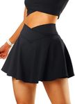 Women Skort Tennis Skirt with Shorts Skater Skirt with Pockets Athletic Skirts Pleated Mini Skirt Klit for Golf Workout School femboy y2k Side Cutting Black M