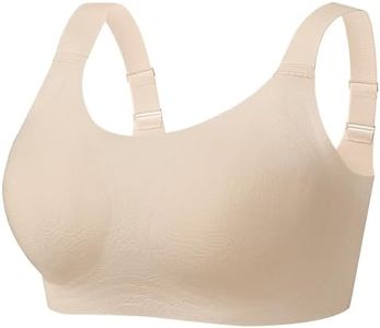 Angelhood Jacquard Seamless Bras for Women Wire Free Full Coverage Bralettes Ultra Comfort T-Shirt Bra with Extra Extender, Beige, Small