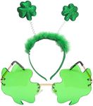 SunnyPro St Patricks Day Costume Accessories Shamrock Green Headband Green Sunglasses