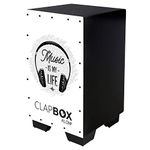 Clapbox Flow Graphic Cajon- Walnut wood (H:50 W:30 L:30) - 3 Internal Snares, Black (Disco) (Music is My Life)