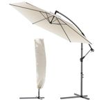 VOUNOT® 3m Cantilever Garden Parasol, Banana Patio Umbrella with Crank Handle and Tilt for Outdoor Sun Shade, Beige