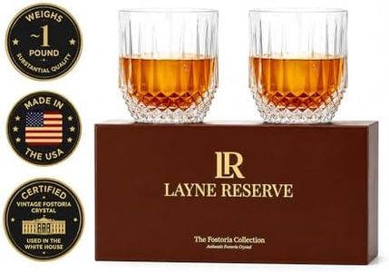 LAYNE RESERVE Crystal Whiskey Glasses Set of 2 - Authentic Vintage Fostoria Old Fashioned Rocks Glasses, Heavy Bourbon & Scotch Crystal, Made in the USA - Whiskey Gift Set 10 oz - The Stratton
