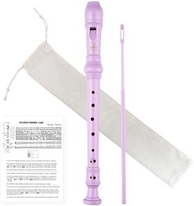 YONTY Soprano Recorder 8-Hole Instrument for Beginners Kids Students, German Style C Key Flute with Cleaning Rod & acking Bag for Education & Entertainment - Pink
