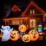 Joiedomi 8 ft Long Halloween Inflatables Outdoor Decorations, Halloween Blow Ups for Yard Inflatable Pumpkin Patch and Three Halloween Characters with Build-in LEDs for Outdoor Halloween Decor